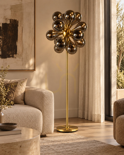Sprawdź Lampa podłogowa BAZAR BIZAR dymny brąz szkło metal 166 cm