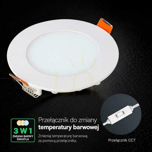 Sprawdź Panel LED wpuszczany V-TAC PRO VT-1207CCT okrągły 170 mm 12 W 1150 lm 3000K/4000K/6500K biały