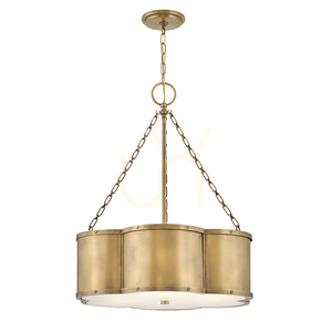 Lampa wisząca Chance Quintiesse 3 x E27, klasyczny mosiądz, szkło opalowe small 0