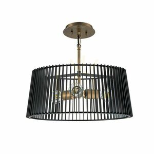 Lampa wisząca Linara Quintiesse 3 x E27, czarny klosz lamelowy, naturalny mosiądz small 1