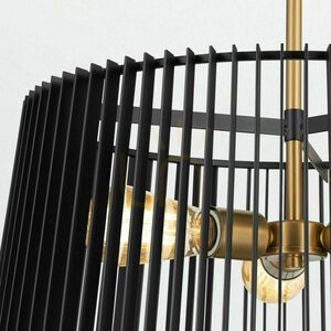 Lampa wisząca Linara Quintiesse 3 x E27, czarny klosz lamelowy, naturalny mosiądz small 3