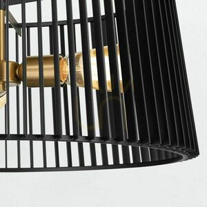 Lampa wisząca Linara Quintiesse 3 x E27, czarny klosz lamelowy, naturalny mosiądz small 4