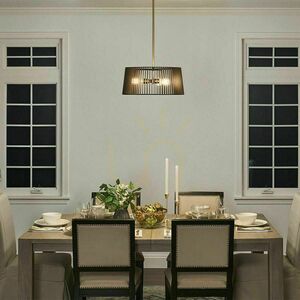 Lampa wisząca Linara Quintiesse 3 x E27, czarny klosz lamelowy, naturalny mosiądz small 5