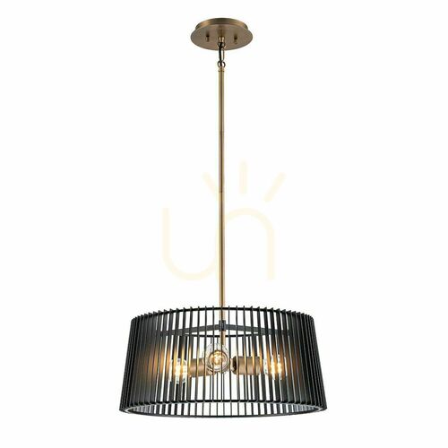 Sprawdź Lampa wisząca Linara Quintiesse 3 x E27, czarny klosz lamelowy, naturalny mosiądz