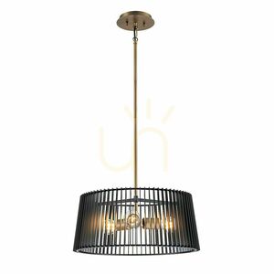 Lampa wisząca Linara Quintiesse 3 x E27, czarny klosz lamelowy, naturalny mosiądz small 0