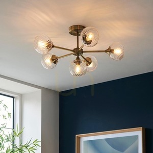 Plafon Endon Allegra Antyczny Mosiądz 6×E14 Szkło Ø64 cm small 4