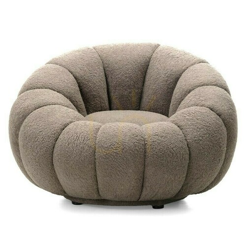 Sprawdź Fotel FLOWER typu cappuccino z obrotową podstawą, tkanina bouclé, zaokrąglone kształty Nova Nook