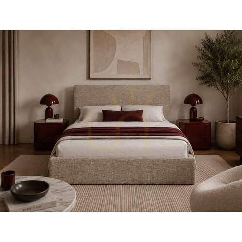 Sprawdź Łóżko tapicerowane SEMPLICE z schowkiem – 180x200 – GAVA 18 CIEMNY BEŻ Nova Nook