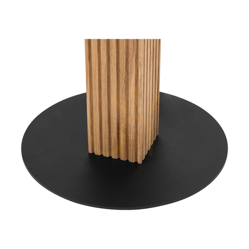 Sprawdź Lampa podłogowa Brinova RIFLET, dąb olejowany/czarny, brązowo-czarno-złoty abażur, 1×E27, Ø50 cm