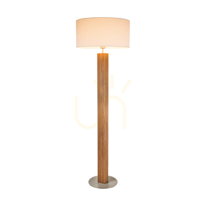 Lampa Podłogowa Riflet Dąb olejowany/Nikiel mat Abażur Biały 1xE27 Ø50 cm small 1
