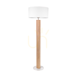 Lampa Podłogowa Riflet Dąb olejowany/Nikiel mat Abażur Biały 1xE27 Ø50 cm small 0