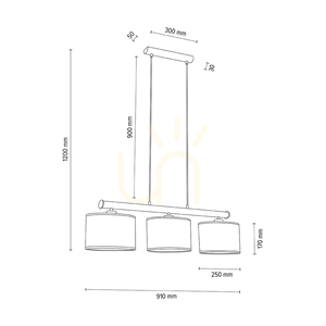 Lampa Wisząca Mercedes Dąb olejowany/Nikiel mat Abażur Kremowo-Srebrny 3xE27 91 cm small 3