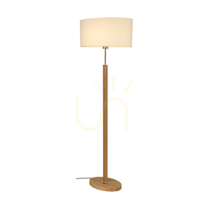 Lampa Podłogowa Mercedes Dąb olejowany/Nikiel mat Abażur Biały 1xE27 52 cm small 1