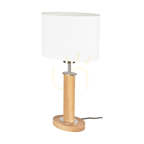 Sprawdź Lampa Stołowa Mercedes Dąb olejowany/Nikiel mat Abażur Biały 1xE27 25 cm