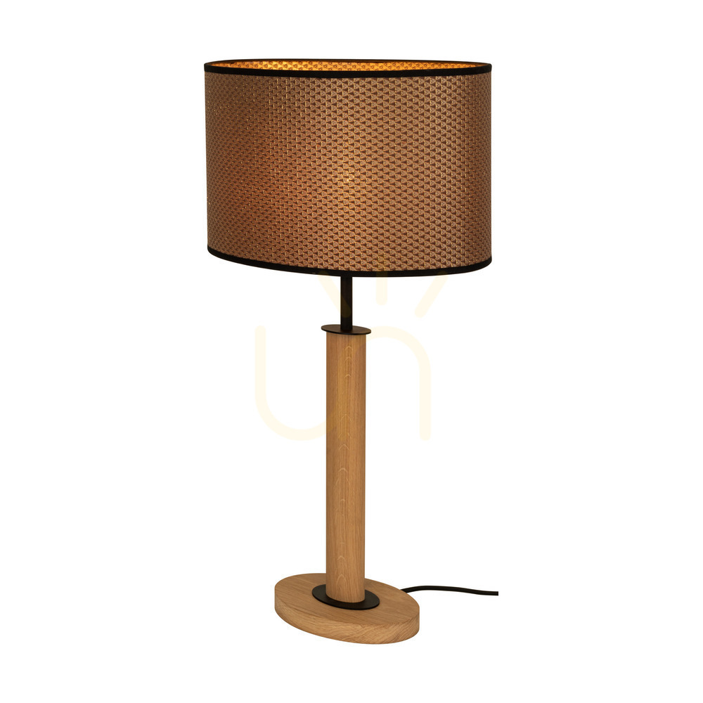 Zobacz Lampa Stołowa Mercedes Dąb olejowany/Czarny Abażur Brązowo-Czarno-Złoty 1xE27 36 cm Lampa Stołowa Mercedes Dąb olejowany/Czarny Abażur Brązowo-Czarno-Złoty 1xE27 36 cm