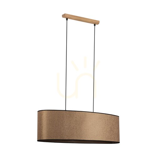 Sprawdź Lampa Wisząca Mercedes Dąb olejowany Abażur Brązowo-Czarno-Złoty 2xE27 80 cm