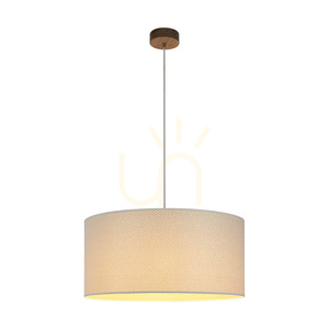 Lampa Wisząca Mercedes Dąb olejowany Abażur Kremowo-Srebrny 1xE27 Ø50 cm small 1