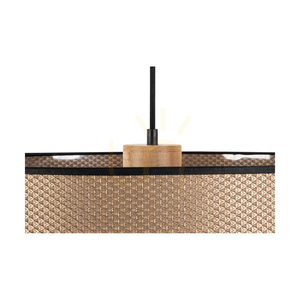 Lampa Wisząca Mercedes Dąb olejowany Abażur Brązowo-Czarno-Złoty 1xE27 Ø50 cm small 2