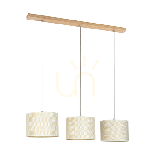 Sprawdź Lampa Wisząca Mercedes Dąb olejowany Abażur Kremowo-Srebrny 3xE27 100 cm