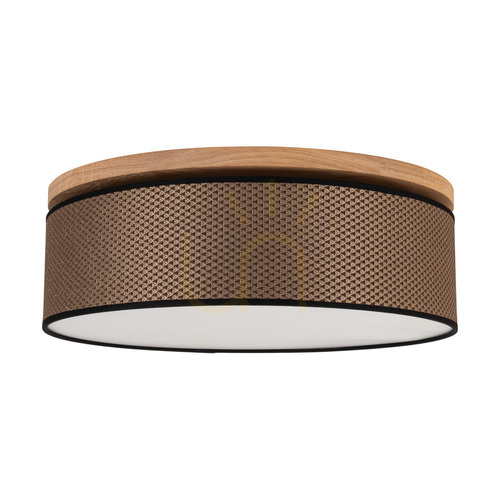 Sprawdź Lampa Sufitowa Mercedes Dąb olejowany Abażur Brązowo-Czarno-Złoty 3xE27 Ø48 cm
