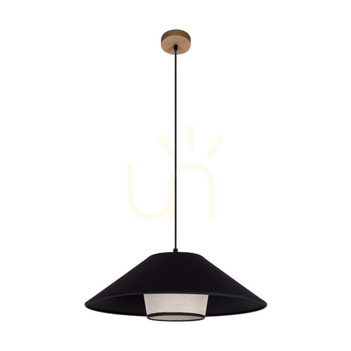 Sprawdź Lampa Wisząca Amigo Dąb olejowany Abażur Beżowy/Czarny 1xE27 Ø50 cm