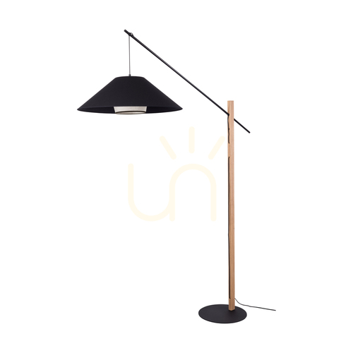 Sprawdź Lampa Podłogowa Amigo Dąb olejowany/Czarny Abażur Beżowy/Czarny 1xE27 160 cm