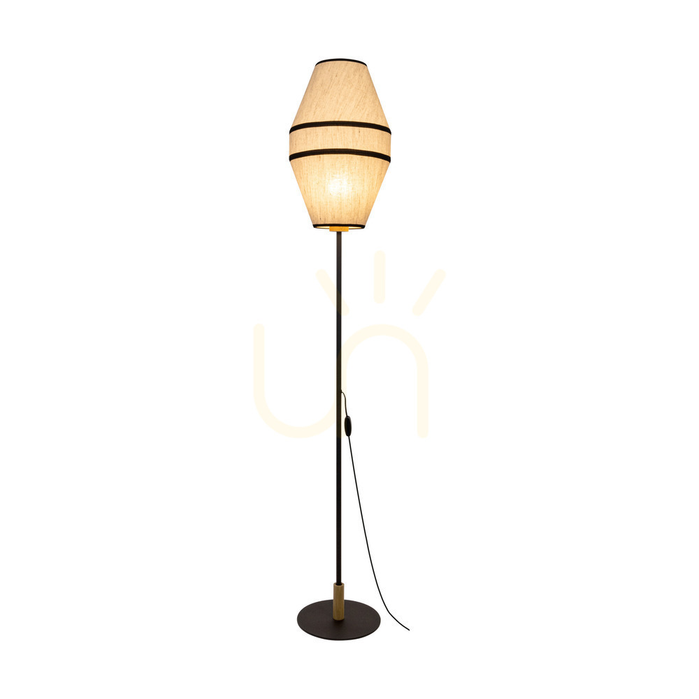 Zobacz Lampa Podłogowa Amigo Czarny/Dąb olejowany Abażur Beżowy 1xE27 Ø30 cm Lampa Podłogowa Amigo Czarny/Dąb olejowany Abażur Beżowy 1xE27 Ø30 cm
