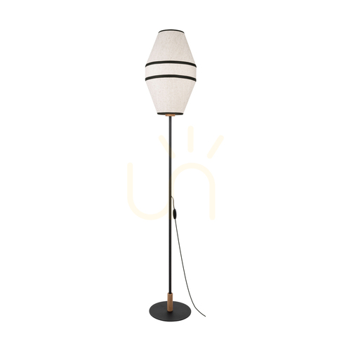 Sprawdź Lampa Podłogowa Amigo Czarny/Dąb olejowany Abażur Beżowy 1xE27 Ø30 cm