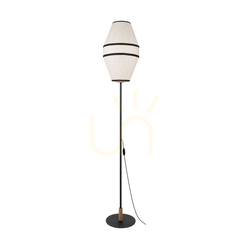 Sprawdź Lampa Podłogowa Amigo Czarny/Dąb olejowany Abażur Beżowy 1xE27 Ø30 cm Lampa Podłogowa Amigo Czarny/Dąb olejowany Abażur Beżowy 1xE27 Ø30 cm