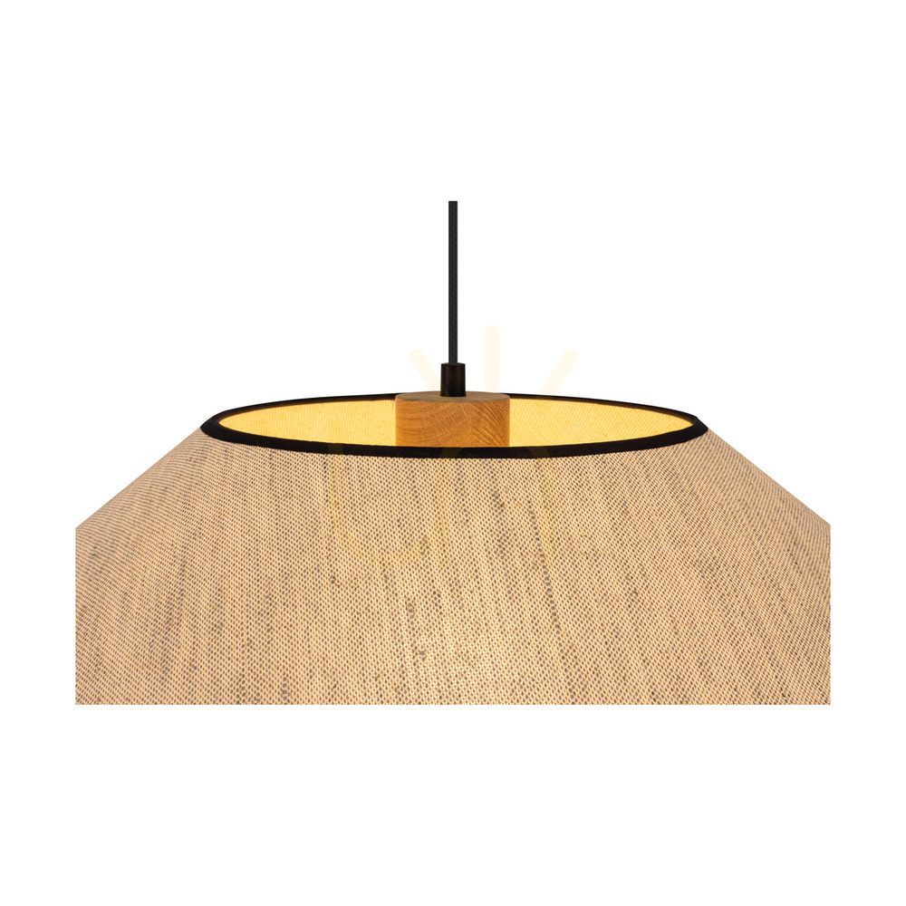 Wyświetl Lampa Wisząca Amigo Dąb olejowany Abażur Beżowy 1xE27 Ø75 cm Lampa Wisząca Amigo Dąb olejowany Abażur Beżowy 1xE27 Ø75 cm