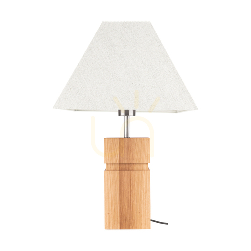 Sprawdź Lampa Stołowa Forte Dąb olejowany/Nikiel mat Abażur Beżowy 1xE27 35 cm