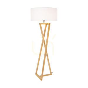 Lampa Podłogowa Clessidra Dąb olejowany/Nikiel mat Abażur Biały 1xE27 Ø58 cm small 1