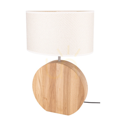 Sprawdź Lampa Stołowa Logan Dąb olejowany/Nikiel mat Abażur Kremowo-Srebrny 1xE27 36 cm