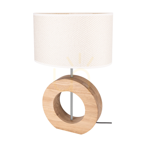 Sprawdź Lampa Stołowa Logan Dąb olejowany/Nikiel mat Abażur Kremowo-Srebrny 1xE27 36 cm