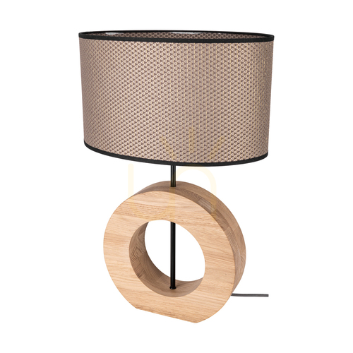 Sprawdź Lampa Stołowa Logan Dąb olejowany/Czarny Abażur Brązowo-Czarno-Złoty 1xE27 36 cm