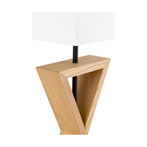 Sprawdź Lampa stołowa Brinova LOGAN, olejowany dąb i czerń, biały abażur, 1×E27, wys. 58,5 cm
