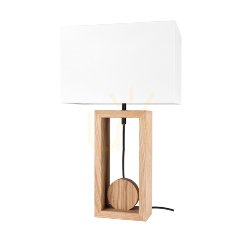 Sprawdź Lampa Stołowa Logan Dąb olejowany/Czarny Abażur Biały 1xE27 30 cm