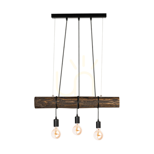 Sprawdź Lampa Wisząca Hikari Orzech/Czarny 3xE27 70 cm