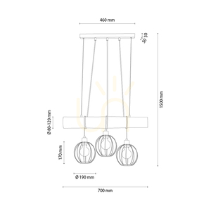 Lampa Wisząca Lumo Orzech/Czarny 3xE27 70 cm small 1
