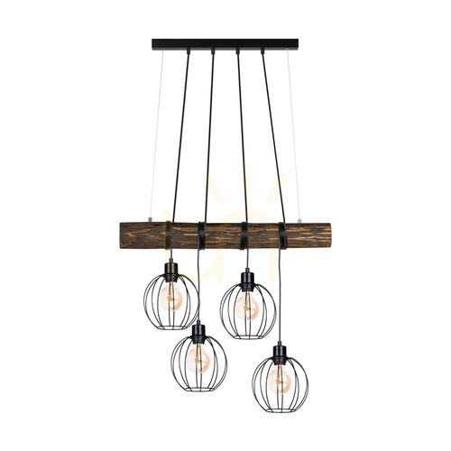 Sprawdź Lampa Wisząca Lumo Orzech/Czarny 4xE27 90 cm