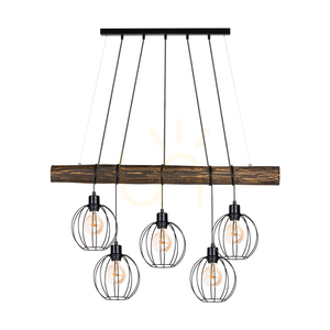 Lampa Wisząca Lumo Orzech/Czarny 5xE27 115 cm 0 Lampa Wisząca Lumo Orzech/Czarny 5xE27 115 cm small 0