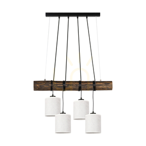 Lampa Wisząca Treno Orzech/Czarny Abażur Beżowy 4xE27 90 cm small 0