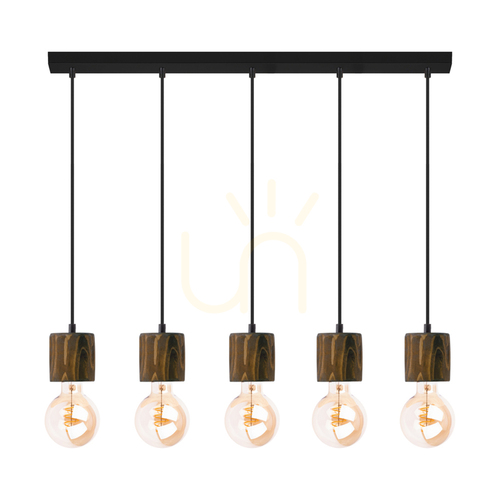 Sprawdź Lampa Wisząca Skog Orzech/Czarny 5xE27 100 cm