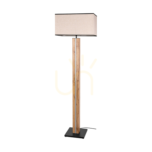 Sprawdź Lampa Podłogowa Flamo Dąb/Czarny Abażur Beżowy-Czarny 1xE27 + 1xLED 16 W 45 cm