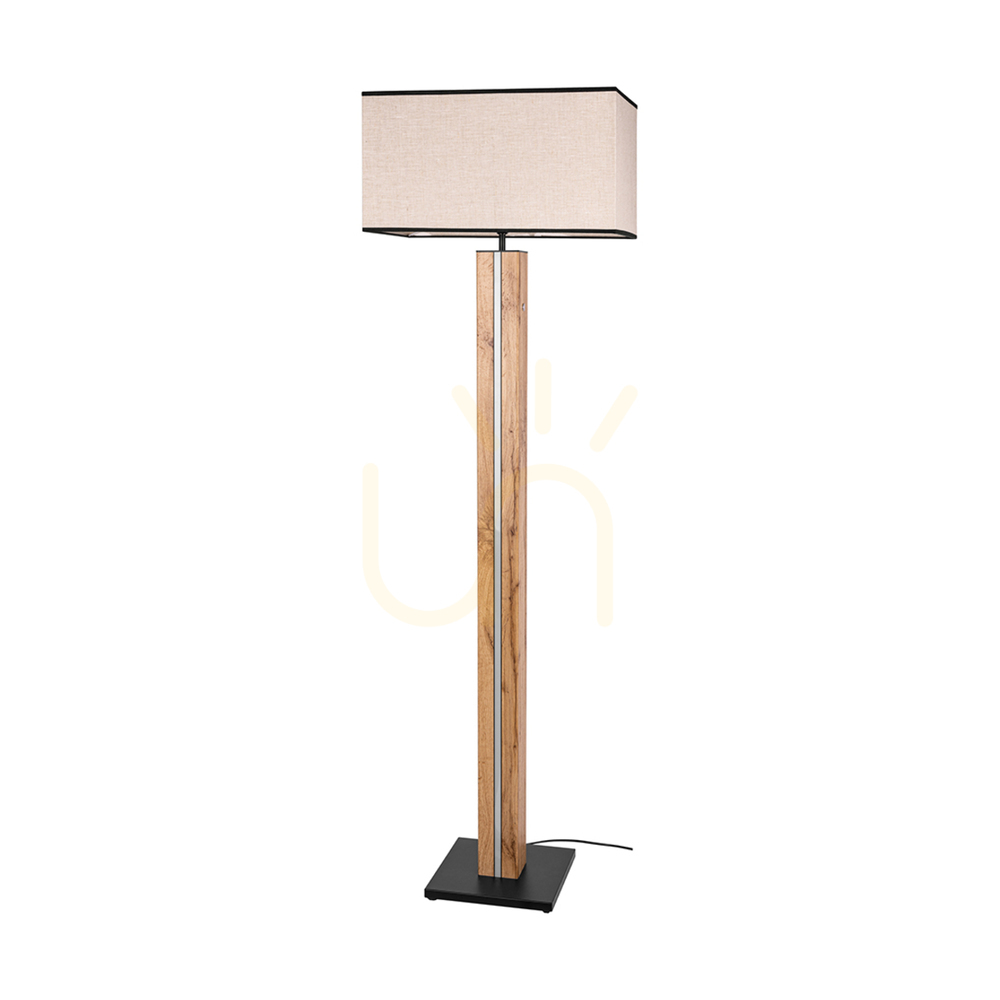 Sprawdź Lampa Podłogowa Flamo Dąb/Czarny Abażur Beżowy-Czarny 1xE27 + 1xLED 16 W 45 cm Lampa Podłogowa Flamo Dąb/Czarny Abażur Beżowy-Czarny 1xE27 + 1xLED 16 W 45 cm