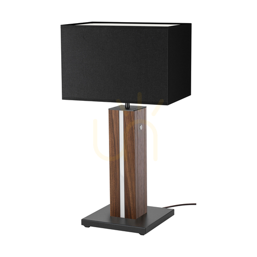 Sprawdź Lampa Stołowa Flamo Orzech/Czarny Abażur Czarny 1xE27 + 1xLED 4.6 W 30 cm