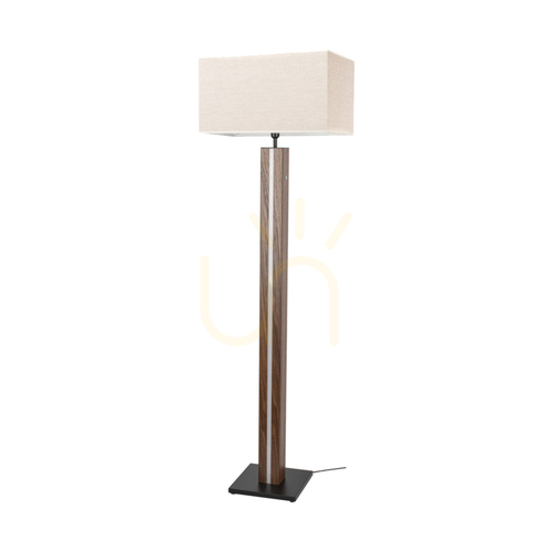 Sprawdź Lampa Podłogowa Flamo Orzech/Czarny Abażur Beżowy 1xE27 + 1xLED 16 W 45 cm