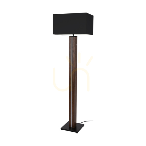 Sprawdź Lampa Podłogowa Flamo Orzech/Czarny Abażur Czarny 1xE27 + 1xLED 16 W 45 cm