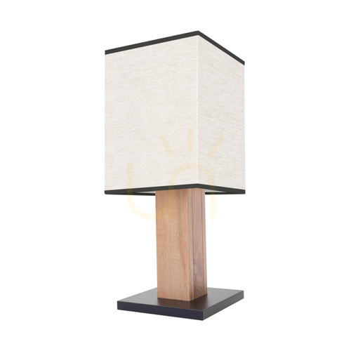 Sprawdź Lampa Stołowa Nomma Dąb/Czarny Abażur Beżowy-Czarny 1xE27 22 cm
