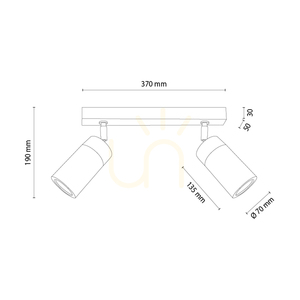 Lampa Sufitowa Artemis Dąb olejowany/Czarny 2xGU10 6 W 37 cm small 1
